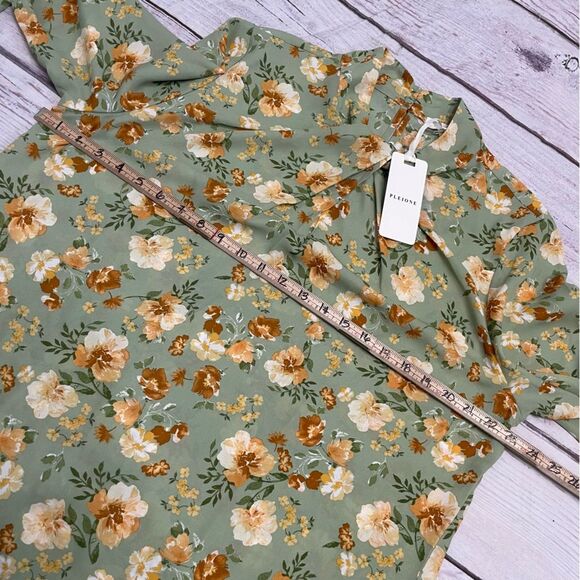 NWT Pleione Green Floral Loose Lightweight Blouse Size XL - Picture 3 of 9